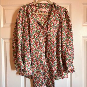 Tory Burch legacy paisley printed silk removable bow blouse